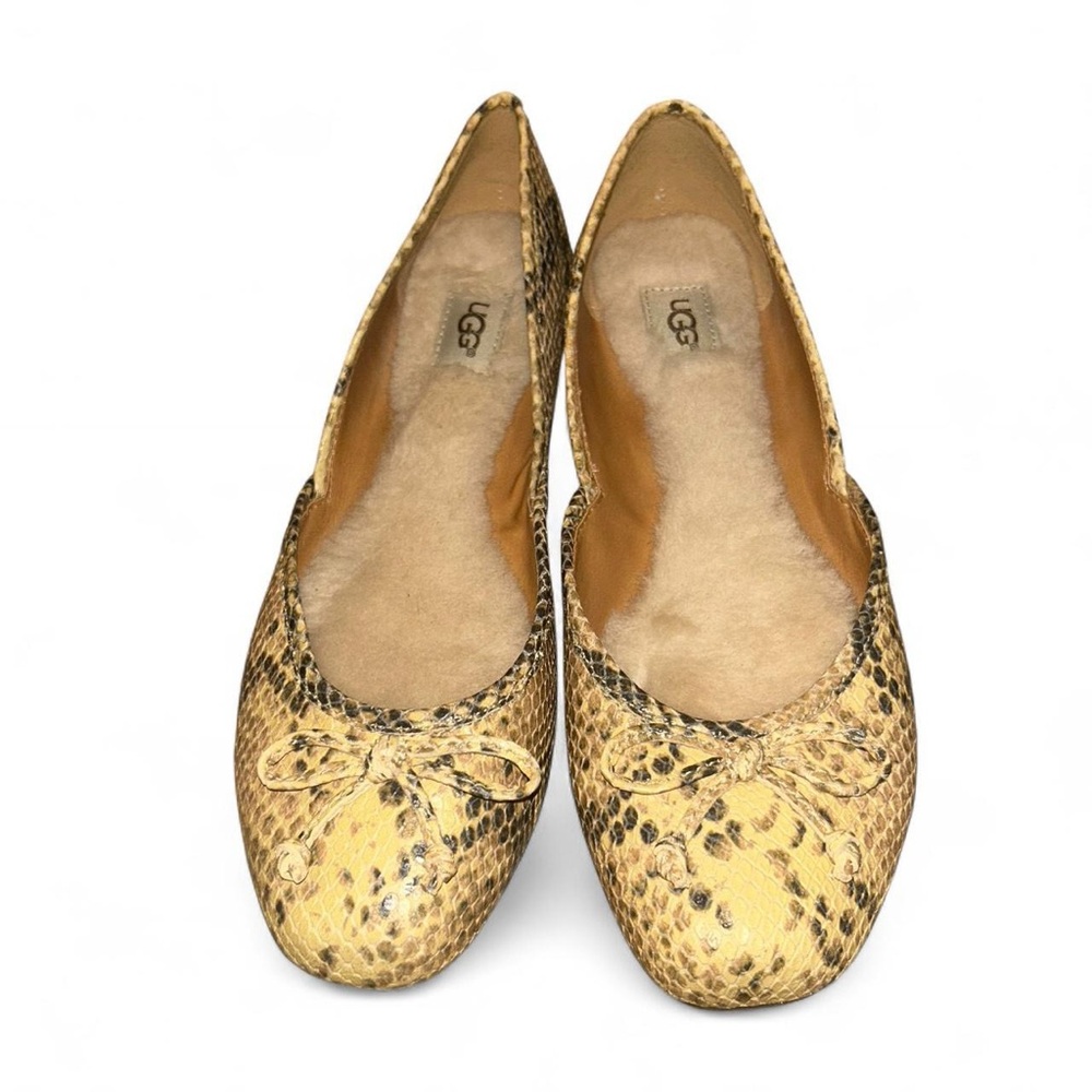UGG Lena Exotic Natural Snake Print Leather Flats size 8